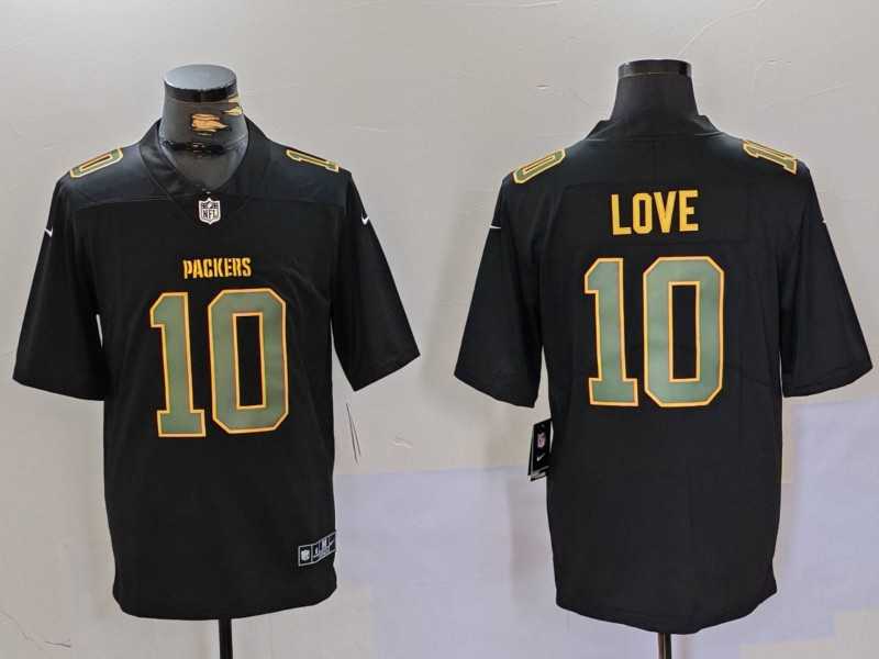 Men%27s Green Bay Packers #10 Jordan Love Black Fashion Vapor Limited Stitched Jersey